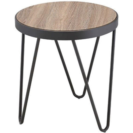 Rustic Industrial Style End Table, Particle Board Top, Metal Frame & Legs, 286246