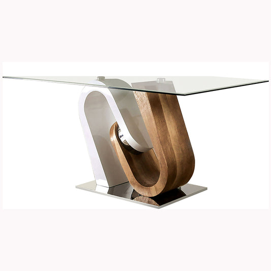 64" Winett | Rectangular Glass Top Dining Table, 6 Seater, IDF-3748T