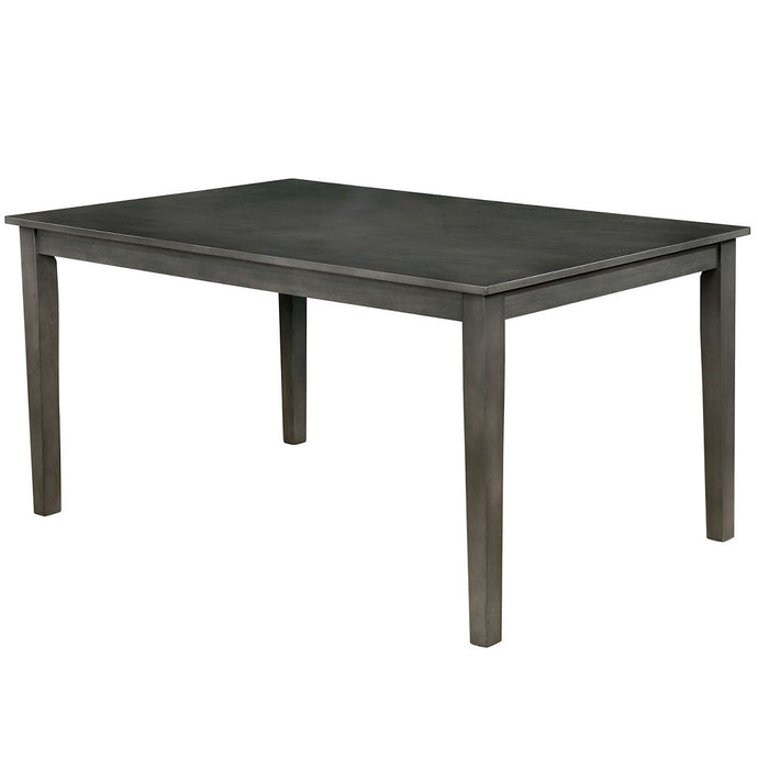 Benzara Transitional Style Table with Tapered Legs, Rectangular, Solid Wood, Gray, BM188398 Size: 60inW x 36inD x 30inH; Weight: 69.6lb; Shape: Rectangular Material: Solid Wood; Seating Capacity: Seats 4-6 people; Color: Gray
