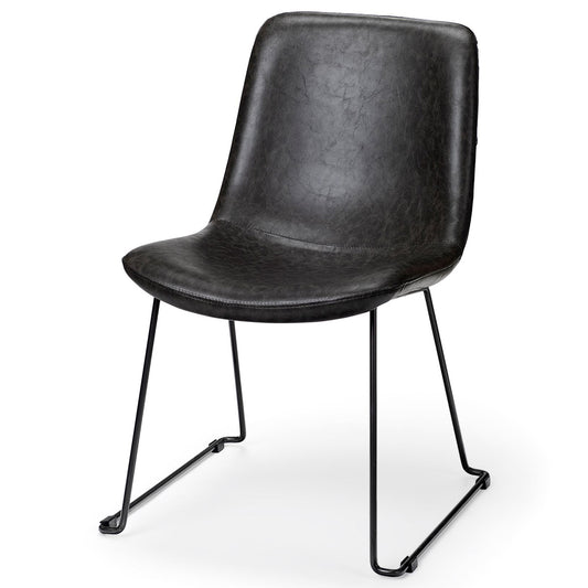 Black Faux Leather Seat, Black Iron Frame Dining Chair