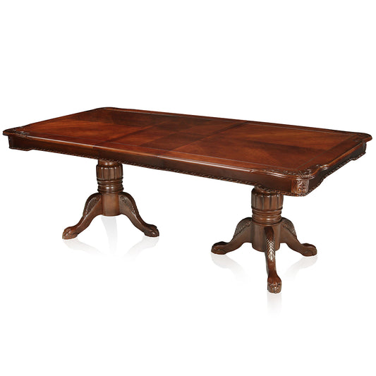 84" Meredith | Wood Double Pedestal Dining Table, Cherry Finish, IDF-3222T