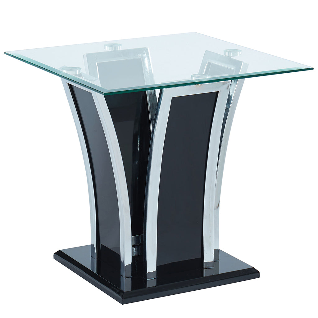 23.63" Warsan | Black And Glass End Table, IDF-4372BK-E