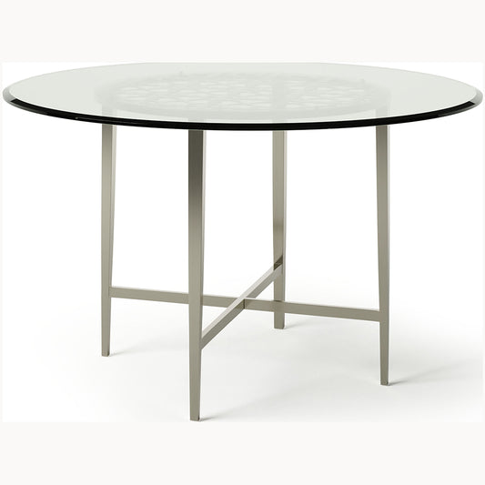 Villio | 48 Round Glass Dining Table, Silver Color, 4 Seater, IDF-3743T