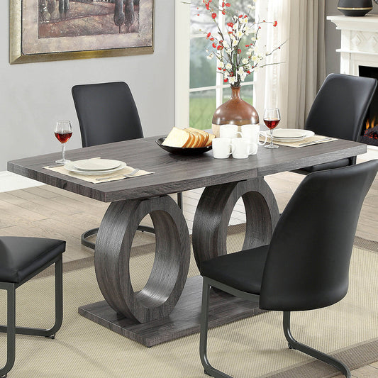 75" Monte | Solid Wood Gray Dining Table, Leaf Extension, IDF-3918T