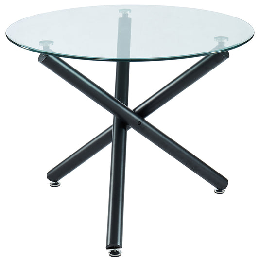 Suzette | 40" Glass Round Table, Black Metal Base, 4 Seater, 201-476-40