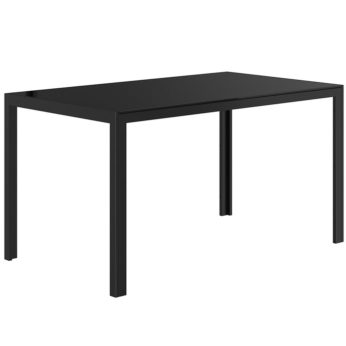 Contra | Black Rectangle Dining Table, Glass Top, Metal Frame & Legs, 6 Seater, 201-843BK