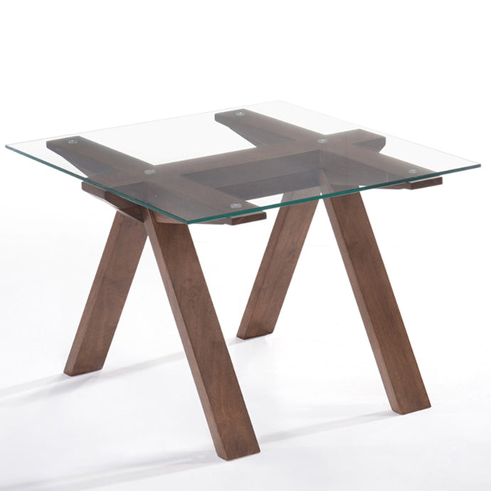 Walnut Wood Glass End Table, 283838