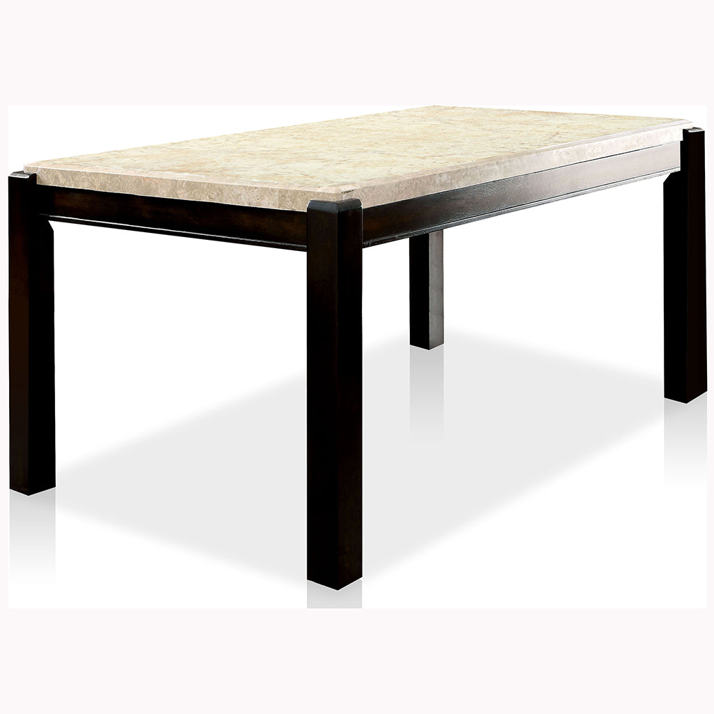 64" Rumie | Rectangle Marble Dining Table, Wooden Base, 6 Seater, IDF-3823T