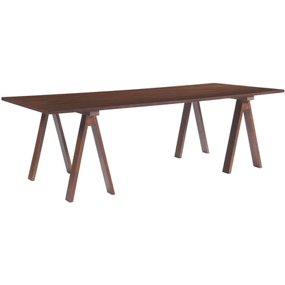 Amorium | Mid Century Modern Walnut Dining Table, Rectangular, 4512822830445 Brand: Homeroots, Size: 94.5inW x  39.4inD x  29.5inH, Weight: 105lb, Shape: Rectangular, Material: Walnut Wood, Seating Capacity: Seats 6-8 people, Color: Natural Walnut Wood Color