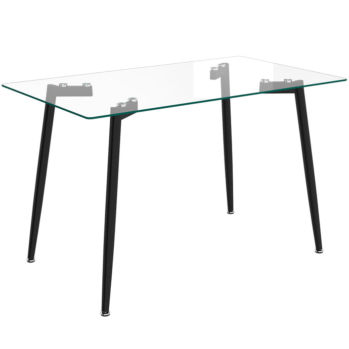 Abbot | Rectangle Glass Table, Black Metal Legs, 4 Seater, 201-453BK