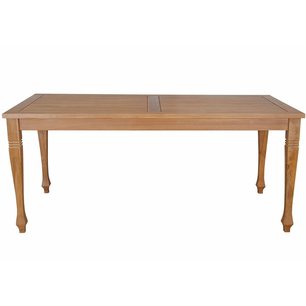 Rockford | Outdoor Teak Rectangular Table For 6, Whether Resist Wood, TB-6536 Brand: Anderson Teak Size: 65inW x 36inD x 29inH; Weight: 75lb; Shape: Rectangular; Material: Teak Wood Seating Capacity: Seats 4-6 people; Color: Neutral teak color; light wood