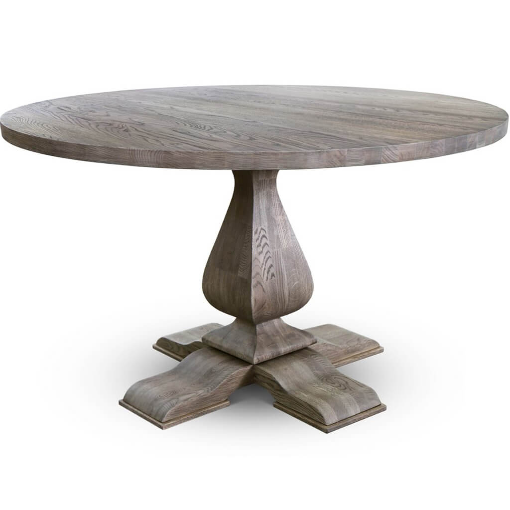 Dindo-Uno | 47" Round Oak Table, Gray Oak Wood, 4 Seater, SCANDI052