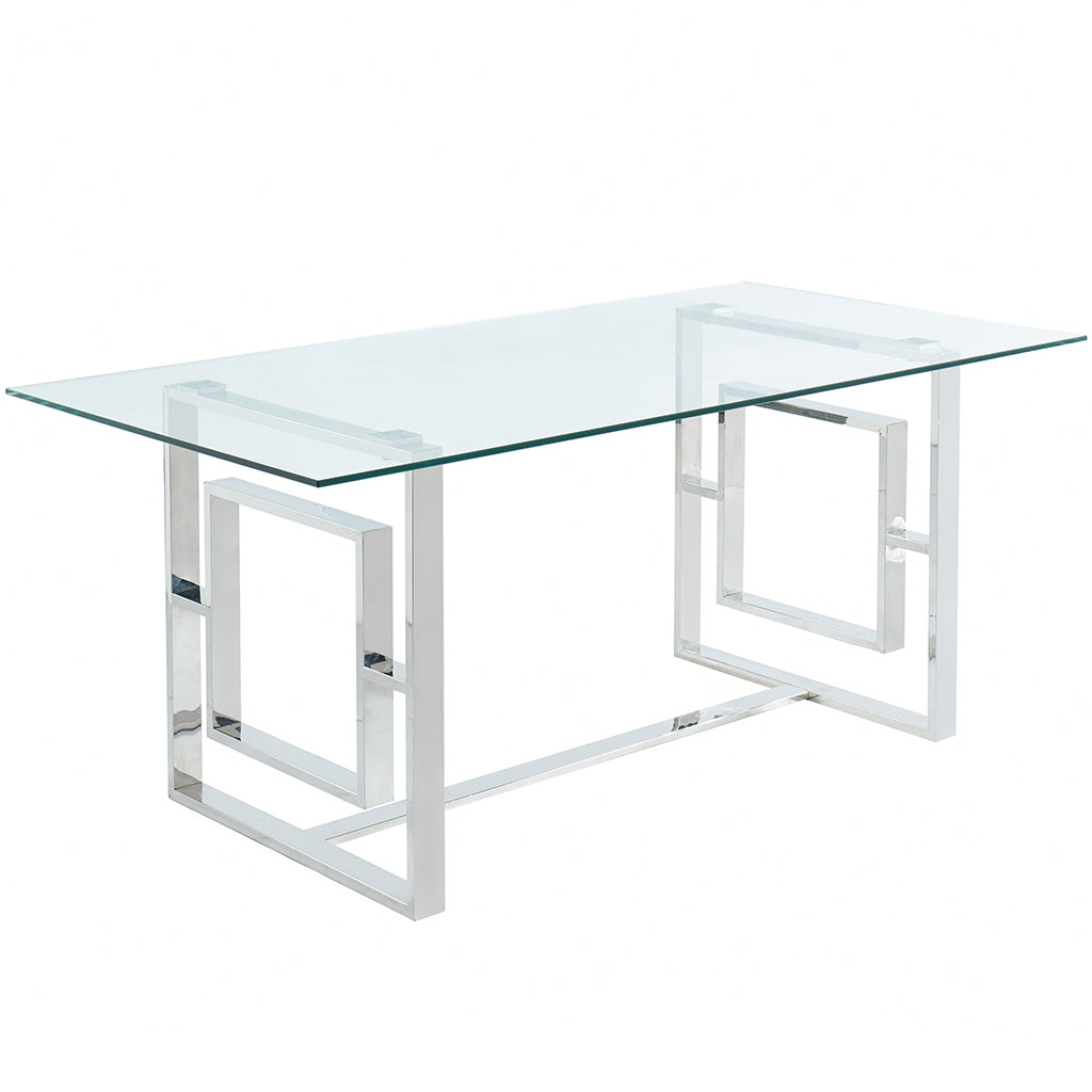 Eros | Glass and Chrome Dining Table, Modern 4 Seater, 201-482CH