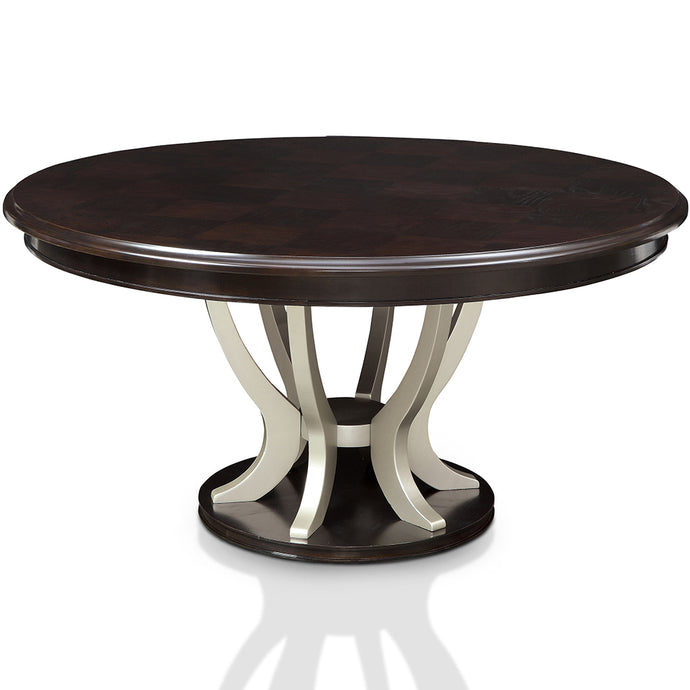 Denise | Round Table 60 inch, Solid Wood, Espresso & Champagne, IDF-3353RT