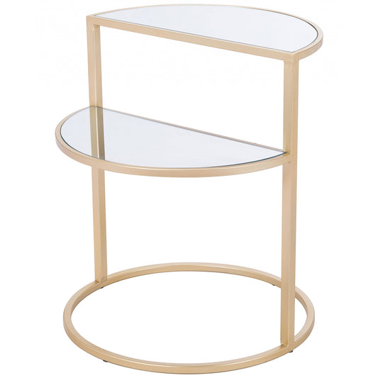 Terrace | Mirrored Glass and Gold End Table, Two Shelves, 394568