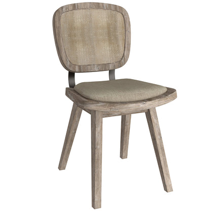 Aster | Light Wood Linen Dining Chairs, Set of 2,  202-615BG