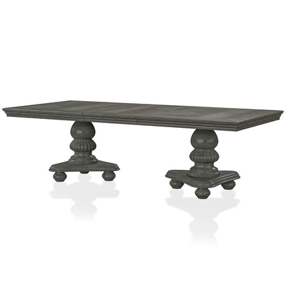 103" Noela | Double Pedestal Extension Table, Gray Finish, 8 Seater, IDF-3350GY-T