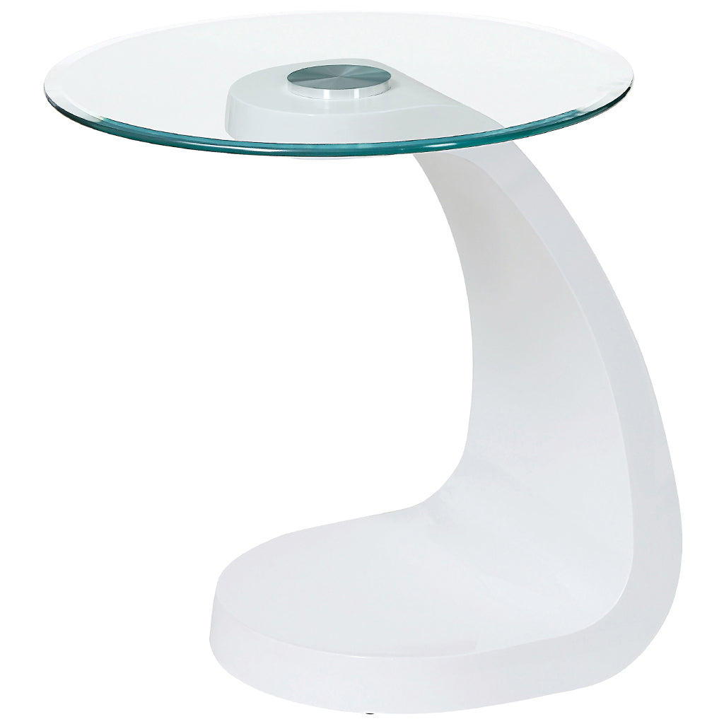 22" Pelletoni |  Round End Table Glass, White, IDF-4042WH-E