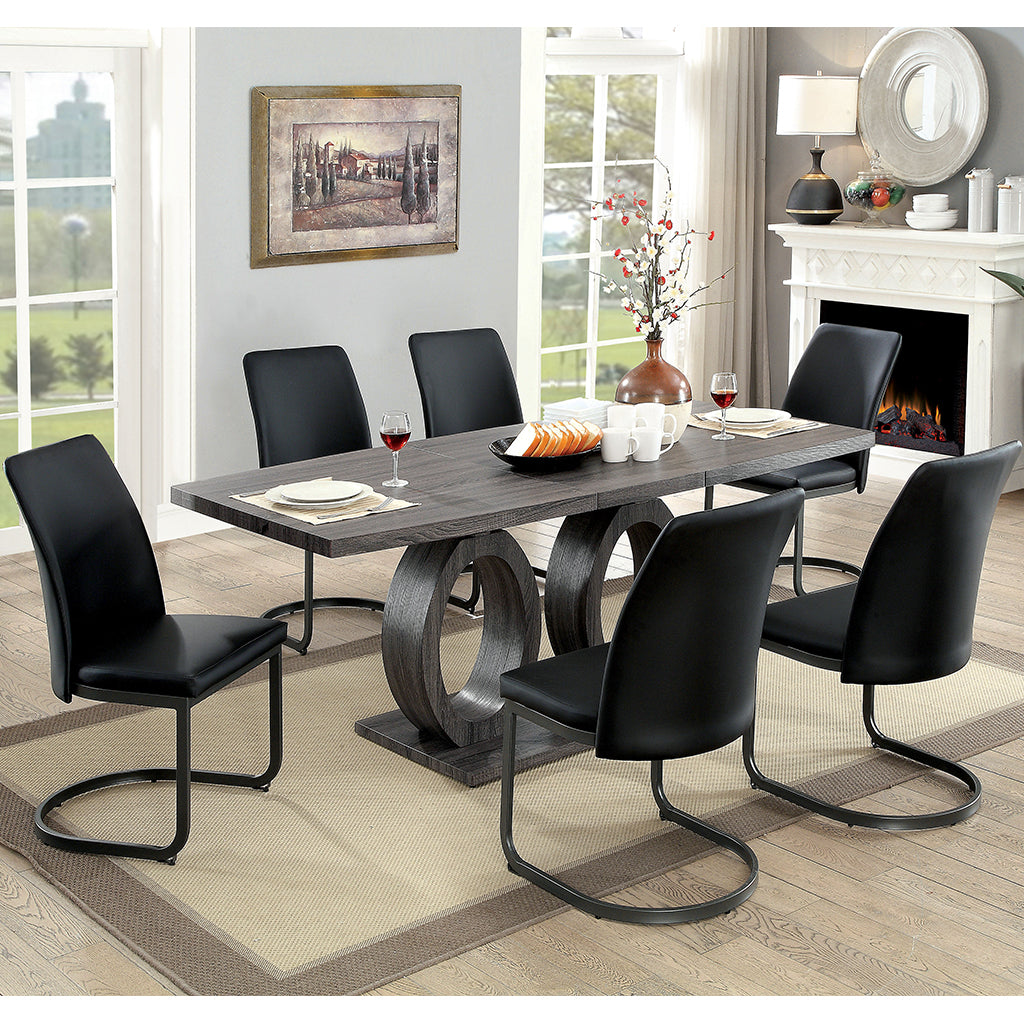 75" Monte | Solid Wood Gray Dining Table, Leaf Extension, IDF-3918T