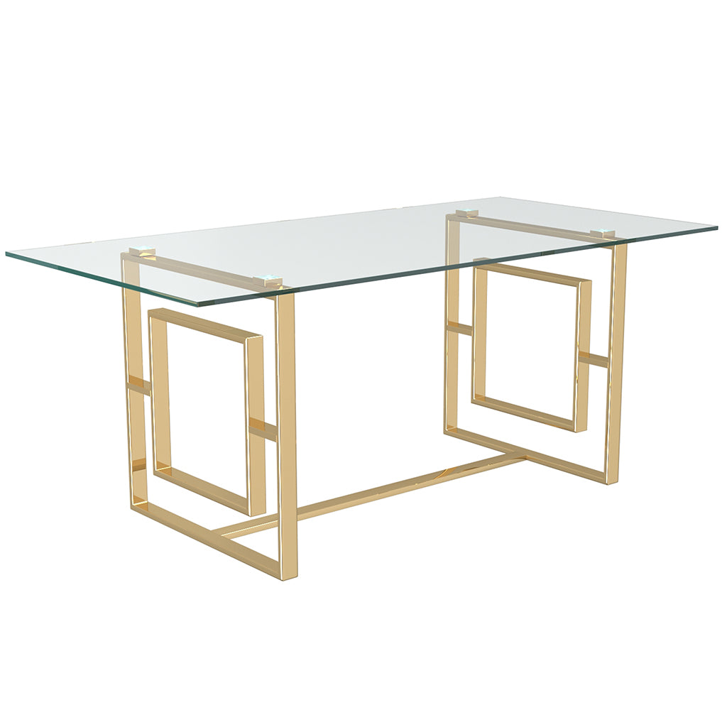 Eros | Glass Gold Dining Table, Modern 4 Seater, 201-482GL