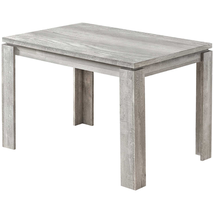  4 Seater Rectangular Dining Table, Reclaimed Wood, Gray Color, 4512839526027 Brand: Homeroots, Size: 47.25inW x  31.5inD x  30.5inH, Weight: 44lb, Shape: Rectangular, Material: Reclaimed Wood, Oak Finish, Seating Capacity: Seats 2-4, Color: Grey