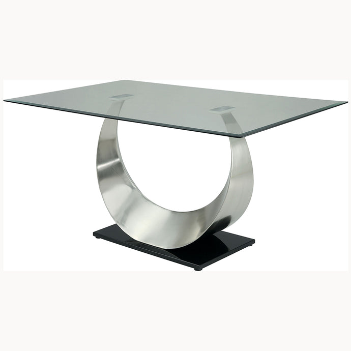 Sheena | 60 inch Glass Table, Stainless Steel Base, 6 Seater, IDF-3726T