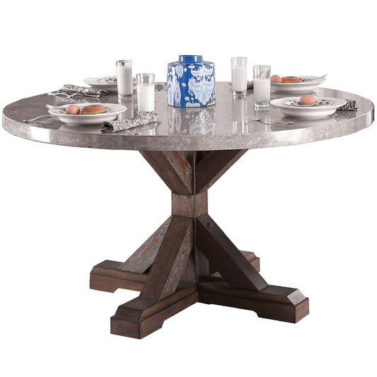 Justeen | 54 inch Round Pedestal Dining Table, Faux Marble Top, IDF-3429RT