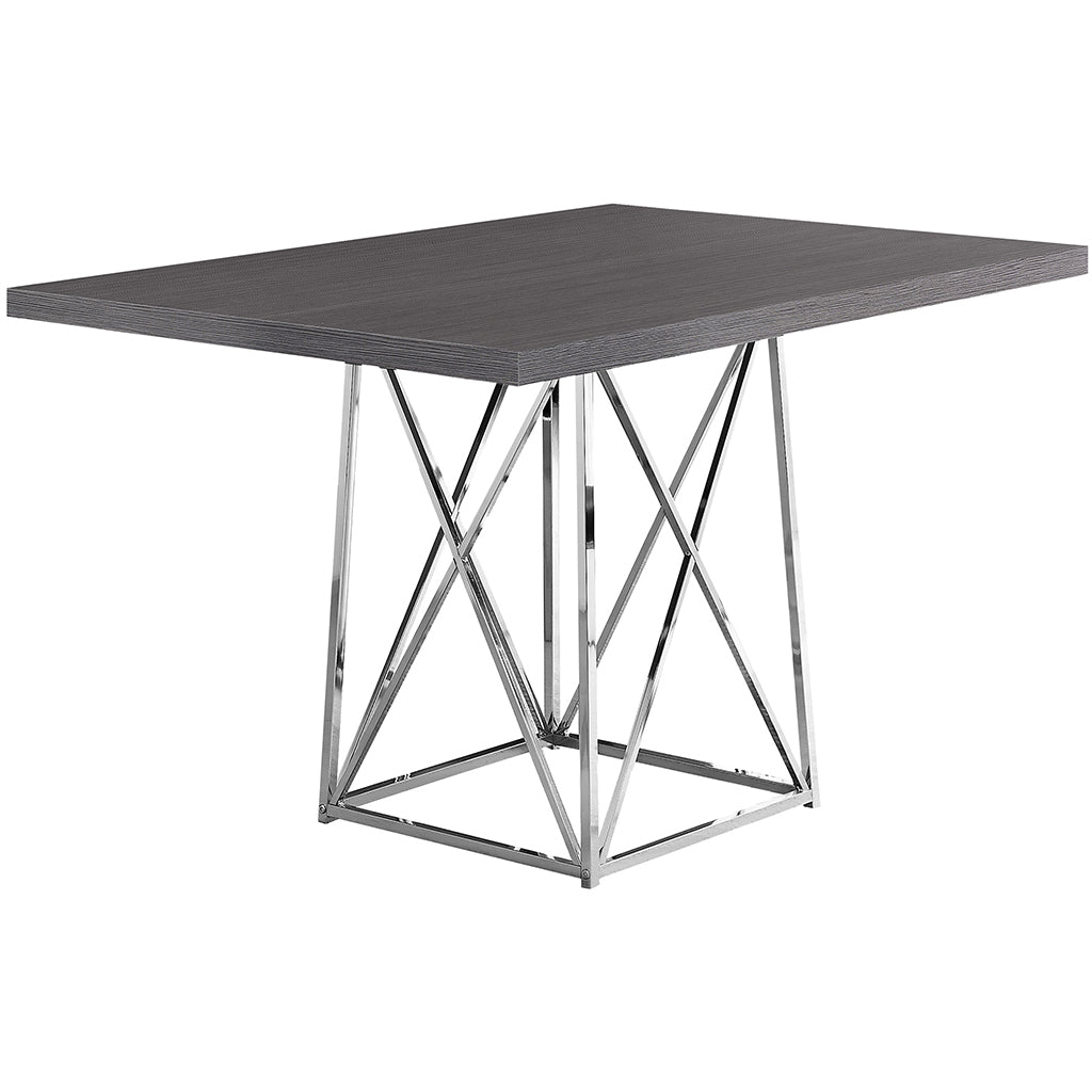 48" x 36" Modern Gray Wood Table, Particle Board Top, Metal Base, 332591