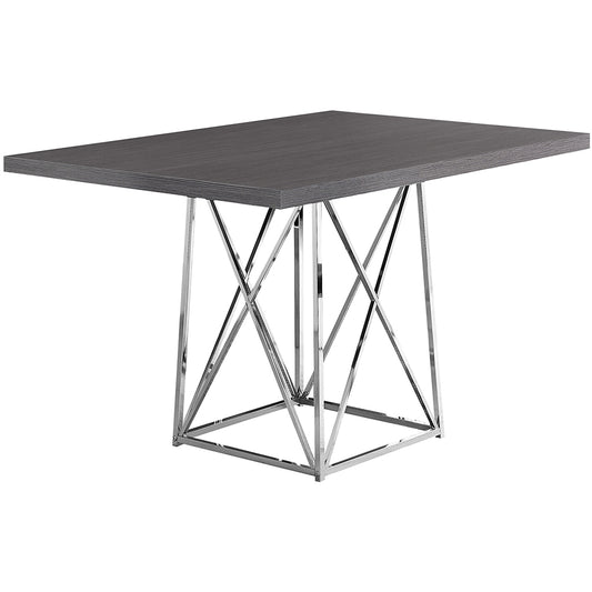 48" x 36" Modern Gray Wood Table, Particle Board Top, Metal Base, 332591