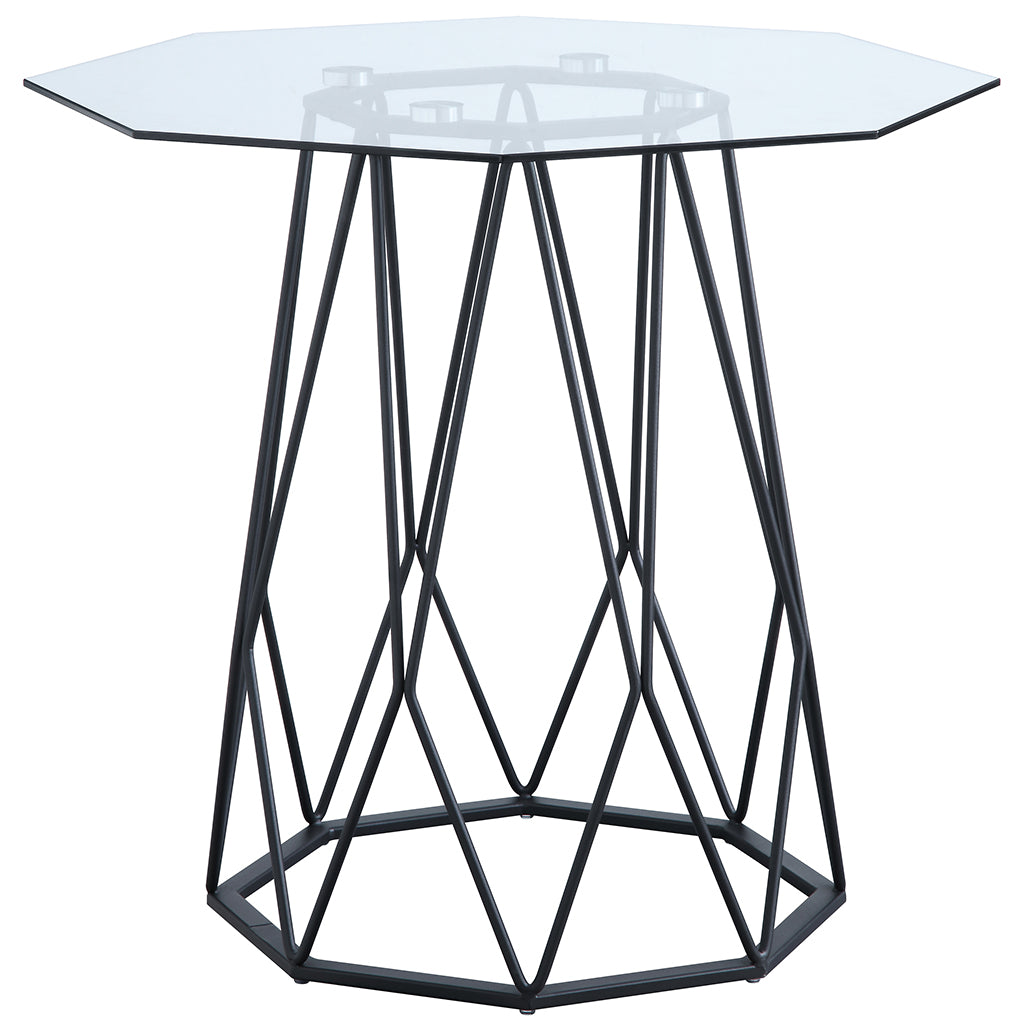 24" Growder | Geometric Metal End Table, Glass Top, IDF-4374BK-E