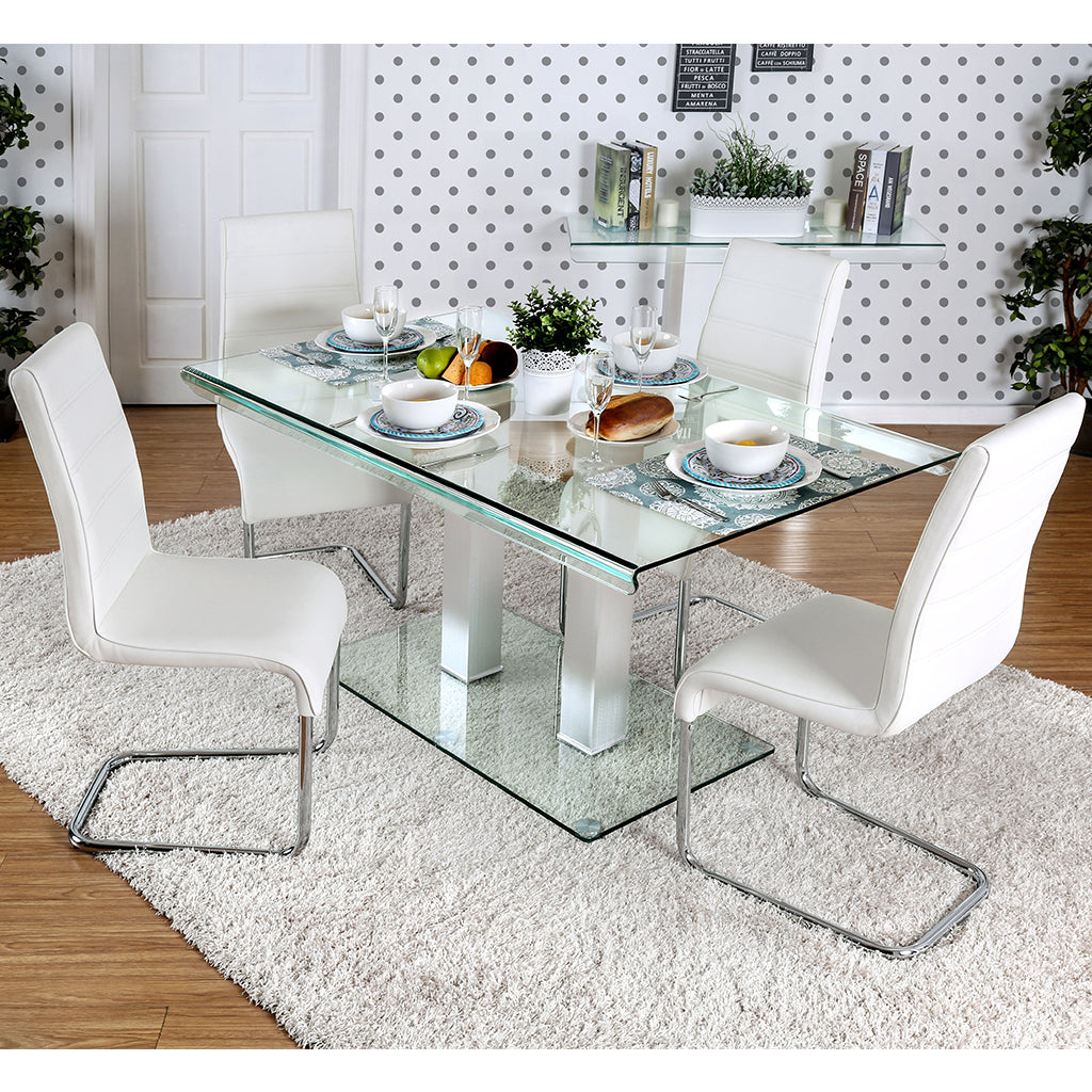 59" Cuerva | Glass Rectangle Dining Room Table, 6 Seater, IDF-3362T