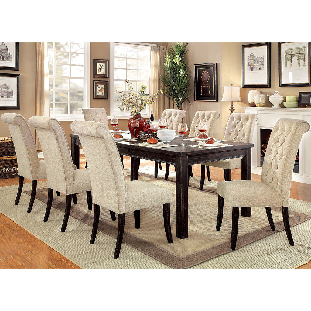 Lubbers | 84 inch Rectangular Dining Table, Leaf Extension, IDF-3324BK-T-84