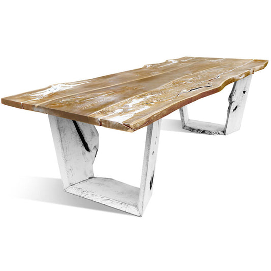 Urban-IQ | Rustic Live Edge Dining Table, Solid Oak Wood, 8 Seater, SCANDI071