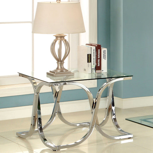 24" Maxton | Chrome Glass End Table, IDF-4233E