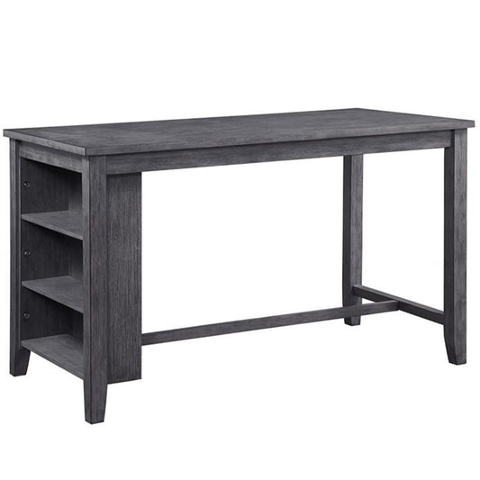 Benzara CoUnter Height | Dining Table with Storage, Rectangular, Wooden, Gray, BM180296 Size: 60inW x 36inD x 36inH; Weight: 111.32lb Shape: Rectangular; Material: Wood; Seating Capacity: Seats 4-5 people; Color: Gray