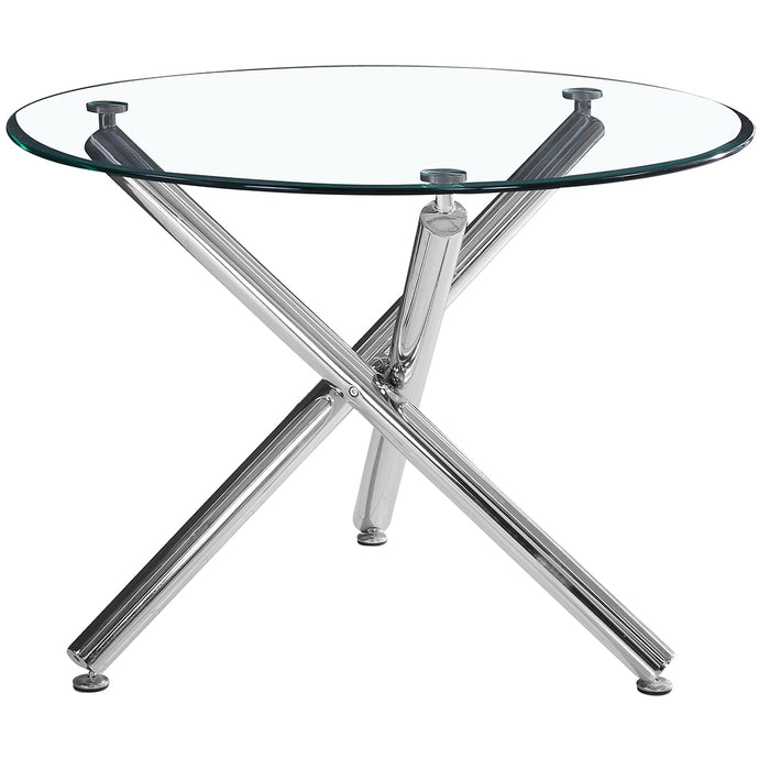Solara II | Small Round Glass Dining Table, Chrome Metal Base, 4 Seater, 201-160-40