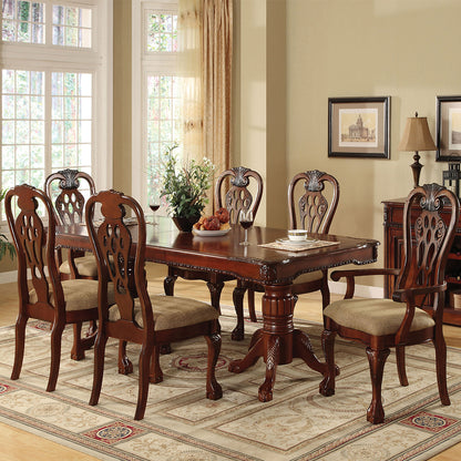 84" Meredith | Wood Double Pedestal Dining Table, Cherry Finish, IDF-3222T