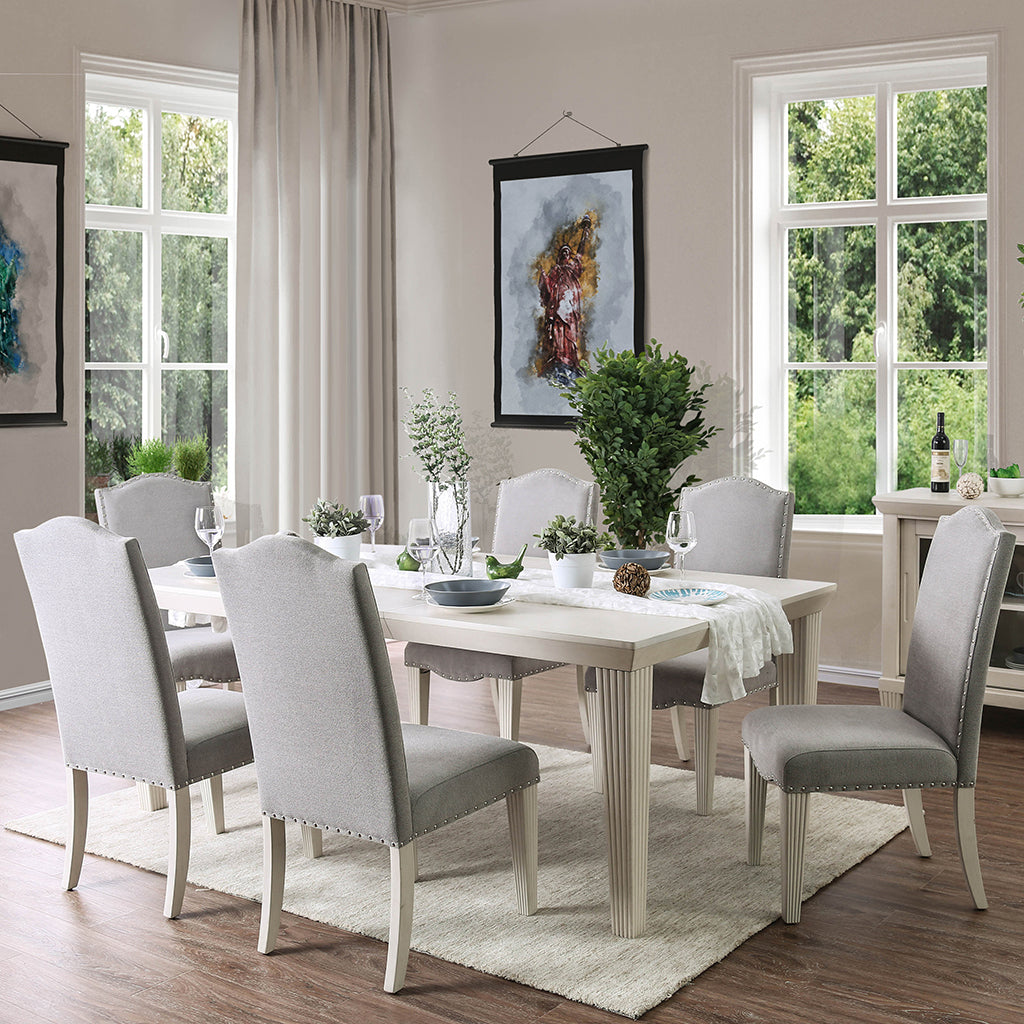 78" Haylie | Antique White Table, Solid Acacia Wood, 8 Seater, IDF-3630T