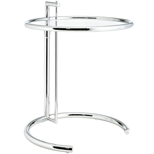 Eileen | 20" Adjustable Height Glass End Table, EEI-125-SLV