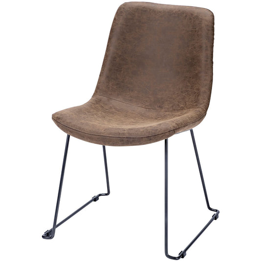 Brown Faux Leather Seat, Black Iron Frame Dining Chair