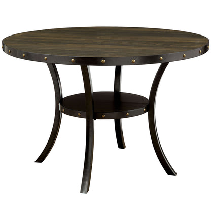 48" Caiti | Round Dining Table With Shelf, Solid, 4 Seater, IDF-3323RT