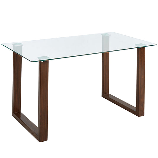 Franco | Contemporary Dining Table Glass, Metal Legs, Walnut Finish, 201-454WAL