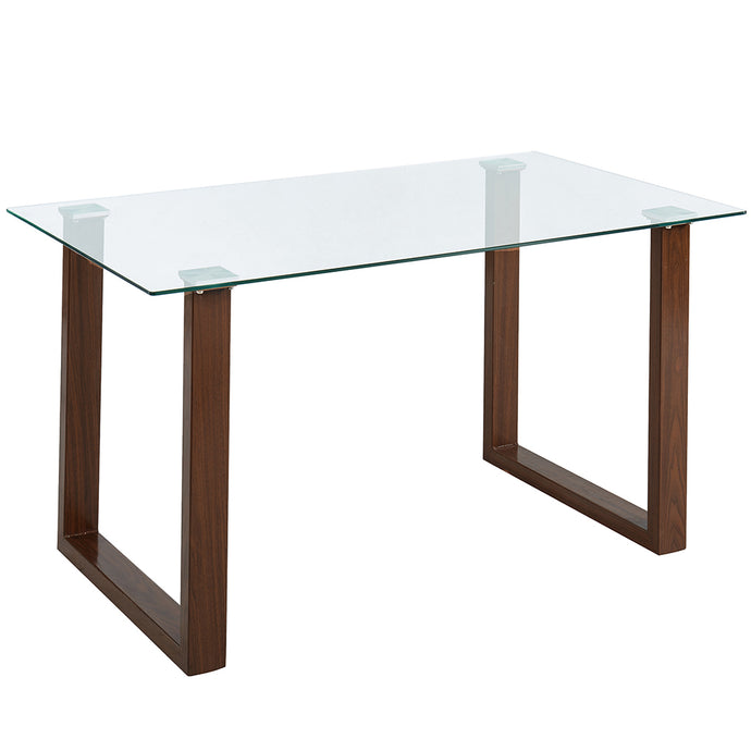 Franco | Contemporary Dining Table Glass, Metal Legs, Walnut Finish, 201-454WAL