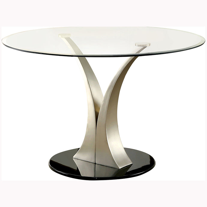 Melie | 45 Round Glass Dining Table, Steel Base, 4 Seater, IDF-3727T