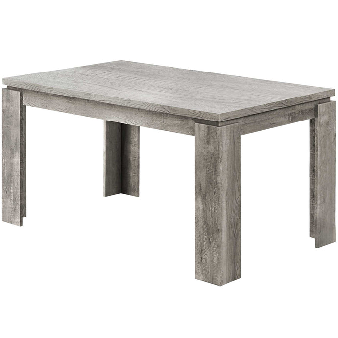 Gray Rectangular Dining Table For 6, Reclaimed Wood, Oak Finish, 4512839643458 Brand: Homeroots, Size: 59inW x  35.5inD x  30.5inH, Weight:  74lb, Shape: Rectangular, Material: Reclaimed Wood, Oak Finish, Seating Capacity: Seats 4-6, Color: Gray