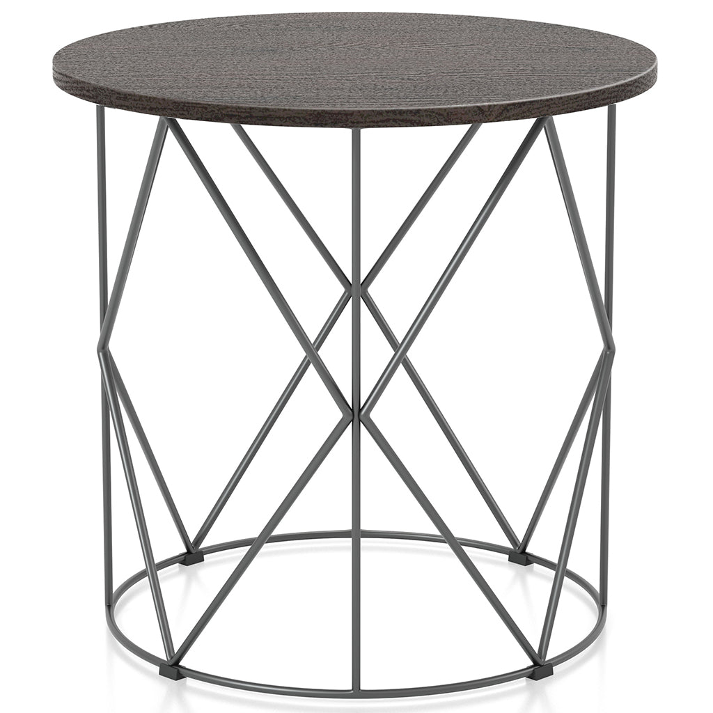 23" Borche | Round Metal Base End Table, MDF Top, IDF-4343DK-E