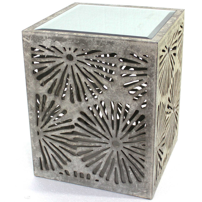 Floral Wooden Mirror End Table, 274370