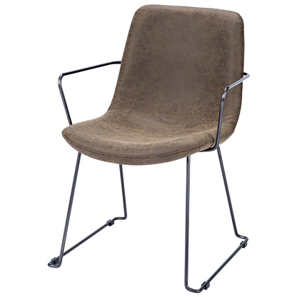 Brown Faux Leather Seat, Black Iron Frame Dining Chair