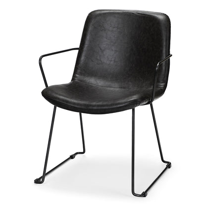 Black Faux Leather Seat, Black Iron Frame Dining Chair