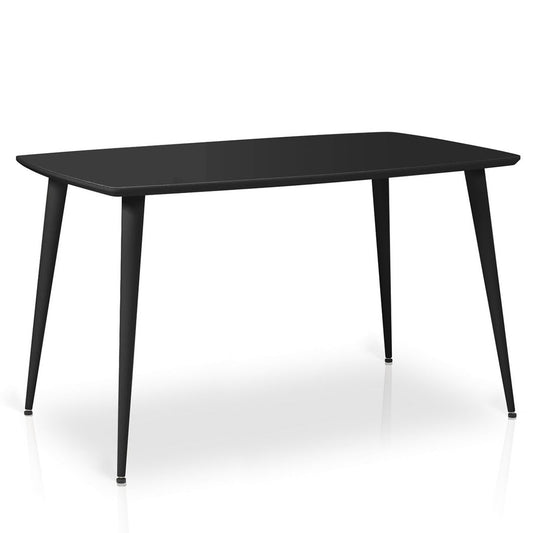 Essai | Dining Table With Rounded Corners, Rectangular, Glass & Wood, DT0005 Brand: Maxima House, Size: 47.24inW x  31.5inD x  30.3inH Weight: 61.7lb, Shape: Rectangular, Material: Top: Tempered Glass, Base: Beech Wood,  Seating Capacity: Seats 4-6 people, Color: Black